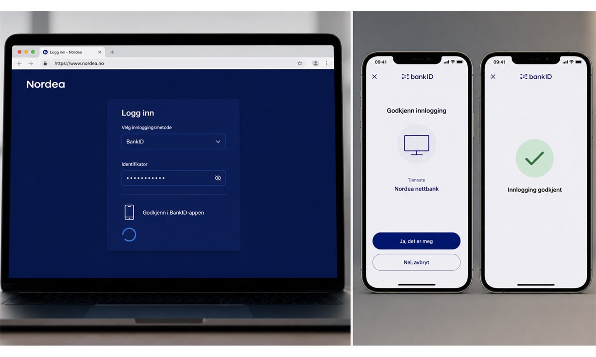 Test av BankID på mobil Nordea innlogging