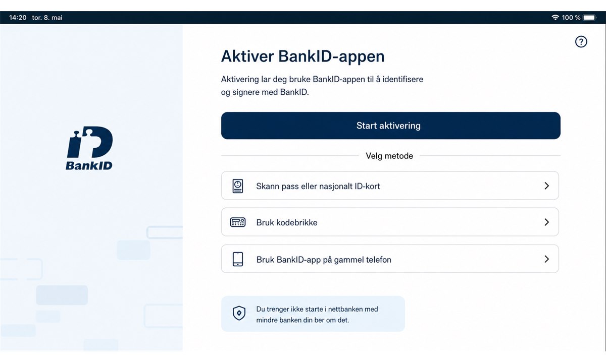 Starte BankID-aktivering i nettbanken