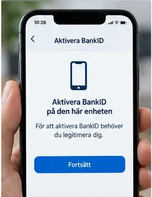 Illustration av ett aktiveringssteg för BankID på en ny telefon.
