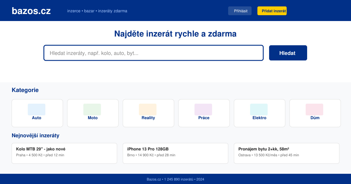Bazos cz inzerce bazar