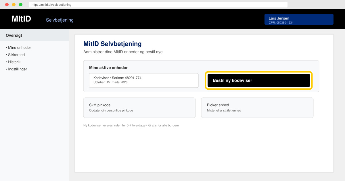 Bestil kodeviser til MitID