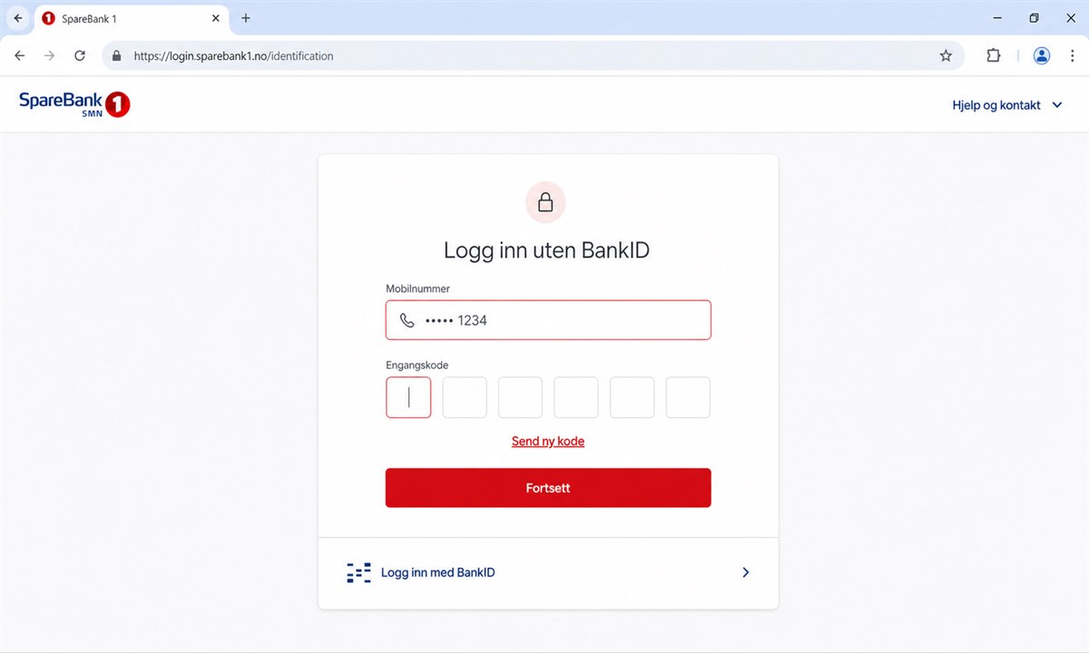Midlertidig innlogging med SMS-kode i SpareBank 1