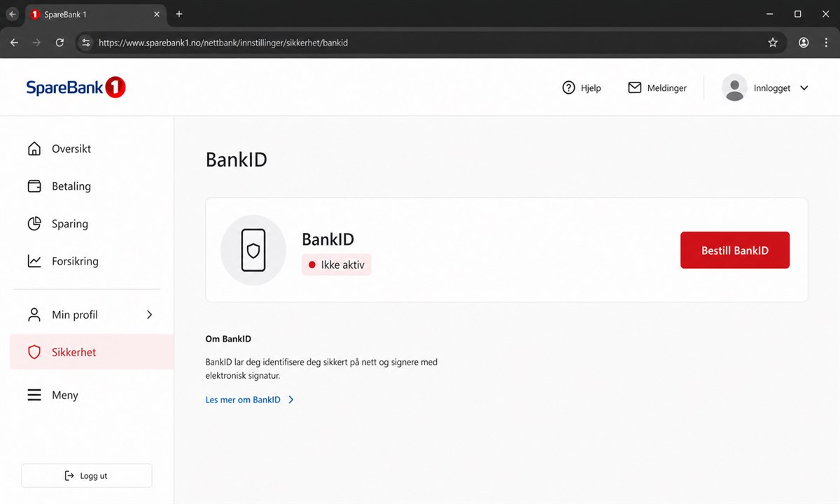 Profilinnstillinger i SpareBank 1 med BankID-bestillingsalternativ