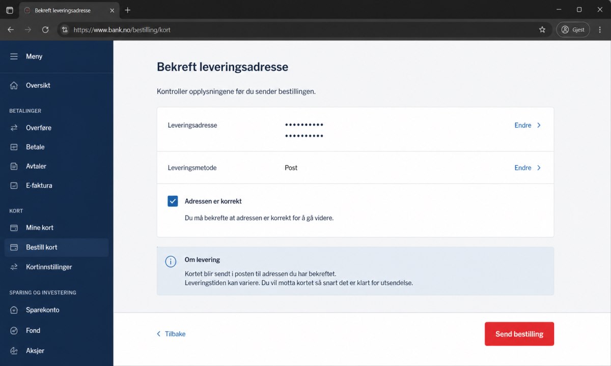 Adressebekreftelse for utsendelse av SpareBank 1 kodebrikke