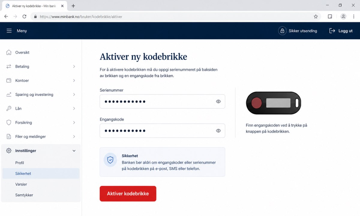 Aktivering av ny SpareBank 1 kodebrikke med serienummer