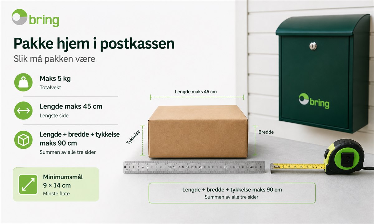 Måling av liten pakke med linjal for å sjekke om den passer i postkassen