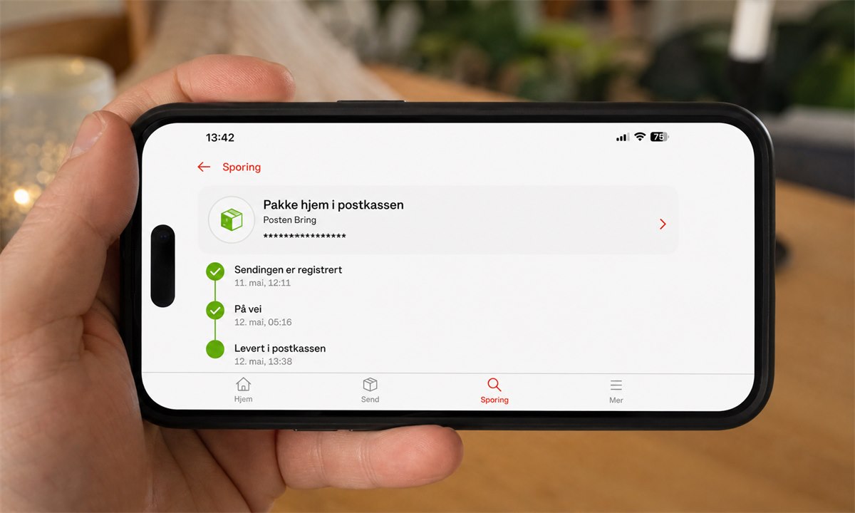 Sporing av Bring-pakke på smarttelefon via Bring-appen