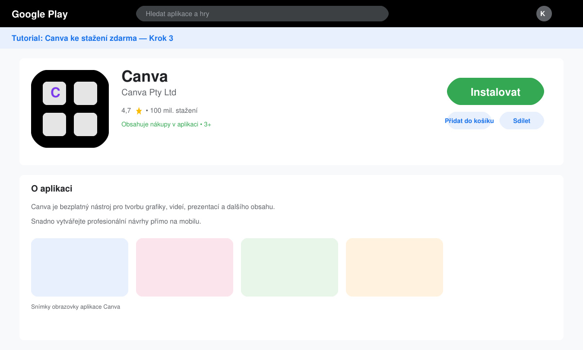 Canva mobilní aplikace po stažení zdarma