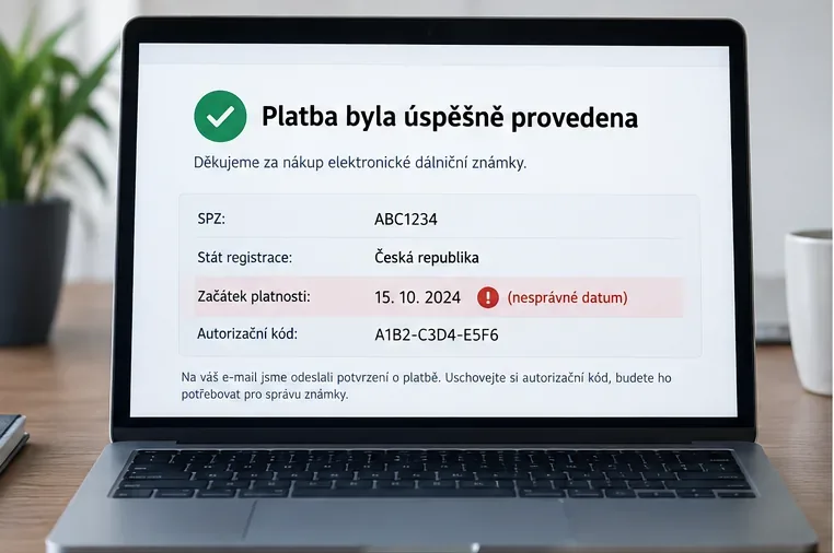 Co dělat, když koupíte dálniční známku na špatné datum?