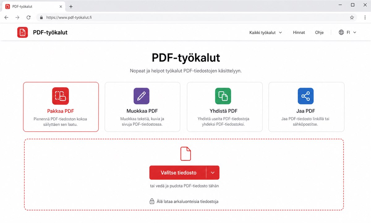 Smallpdf selainpohjainen PDF-työkalu