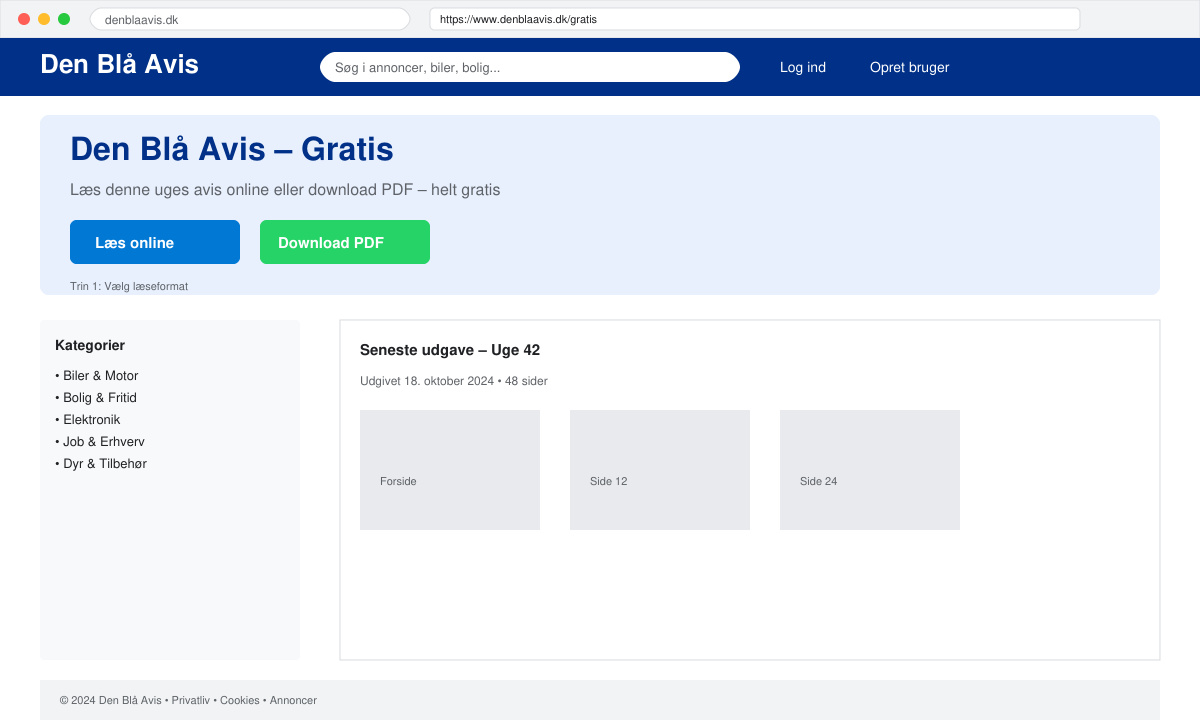 Den blå avis gratis hjemmeside med aktuelle udgaver