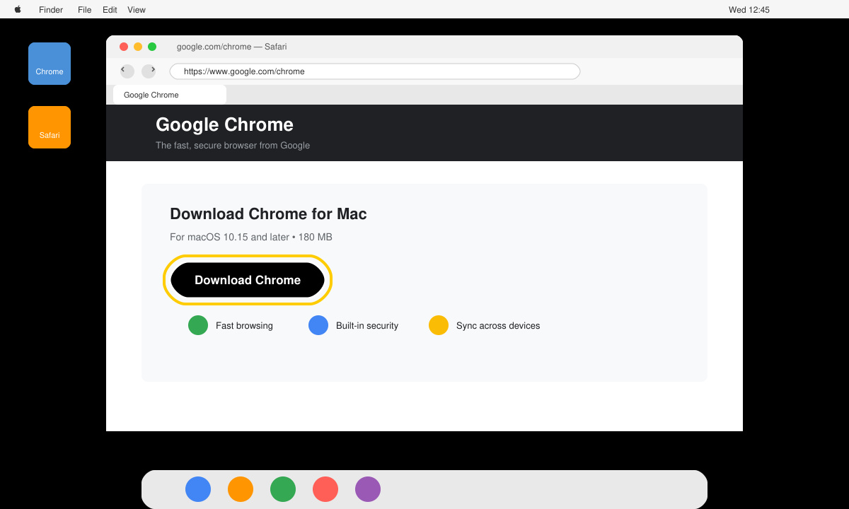 Download Chrome til Mac fra officiel side