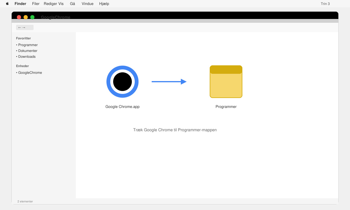Installer Chrome på Mac fra DMG-fil