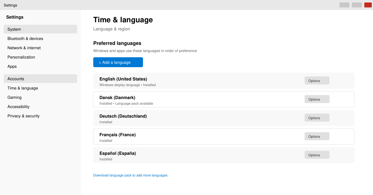 Download language pack Windows 11