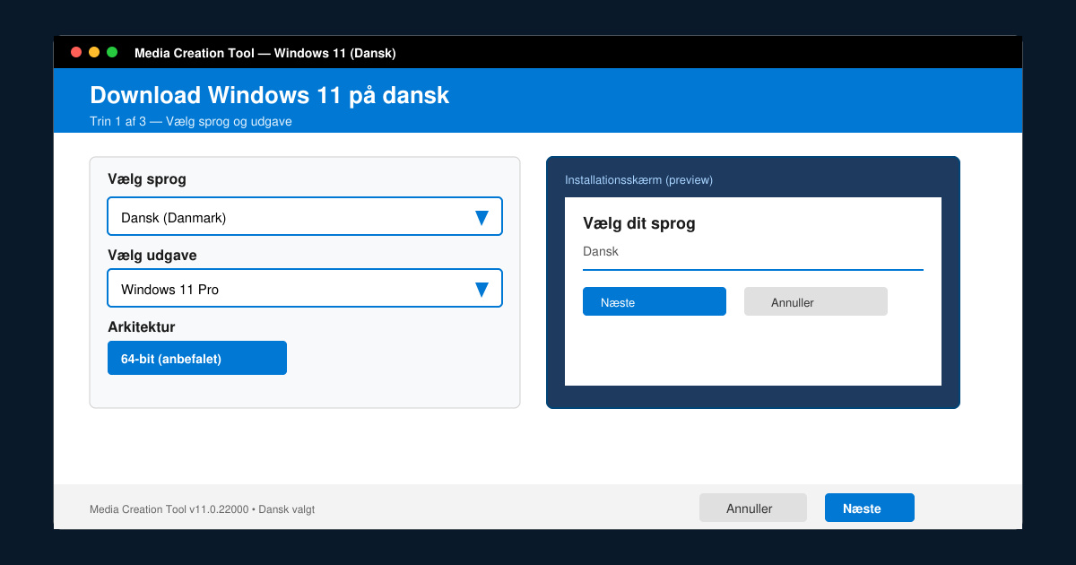 Download Windows 11 dansk