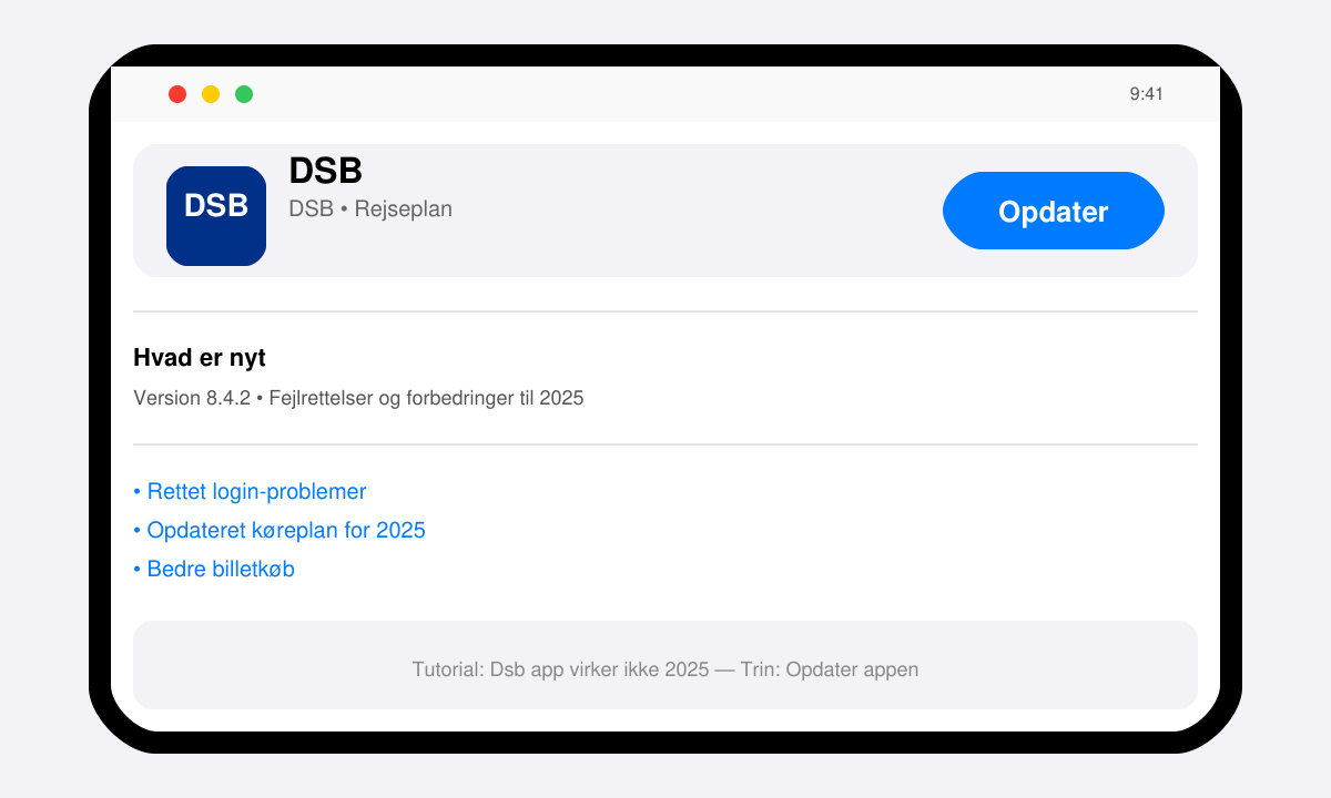 Close-up of app store update button for DSB app on a phone screen