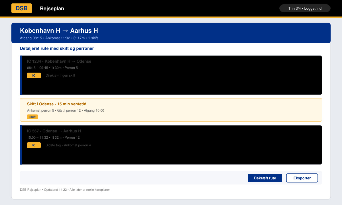 Søgefelt i DSB rejseplan med Fra og Til felter