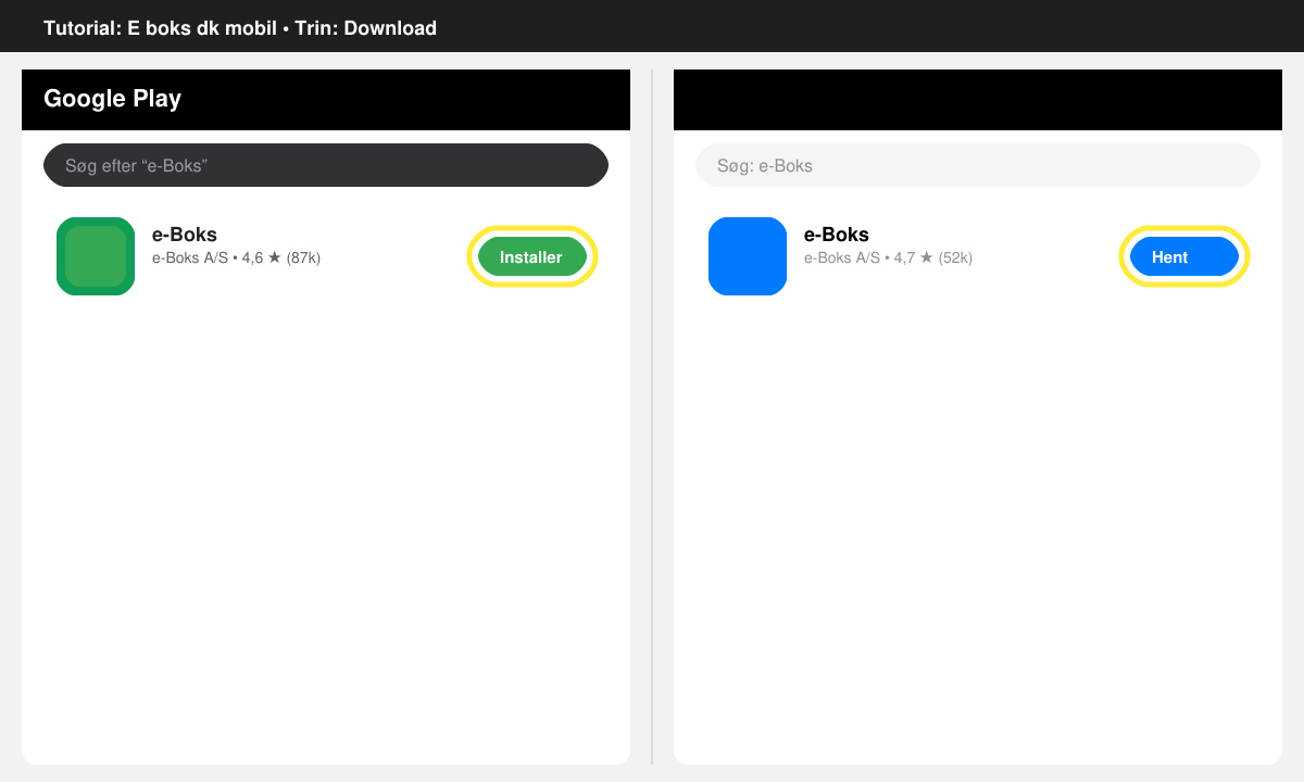 Download E boks dk mobil app fra App Store eller Google Play