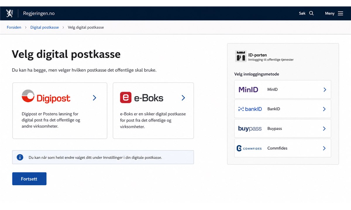 Registrering av digital postkasse med BankID