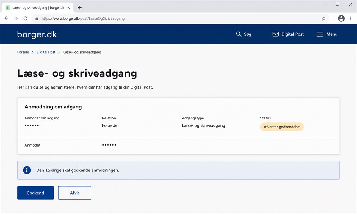 Forældreverificering i borger.dk Digital Post system