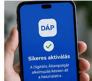 DÁP mobilalkalmazás sikeres aktiválást jelző képernyője új telefonon