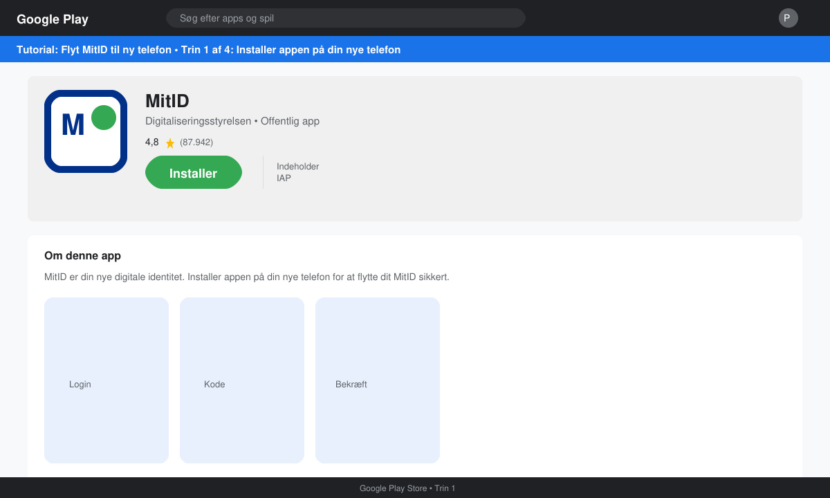 Installation af MitID-appen på ny telefon fra app-butikken