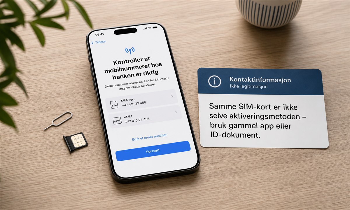 Sett inn SIM-kort i ny mobil for å flytte BankID