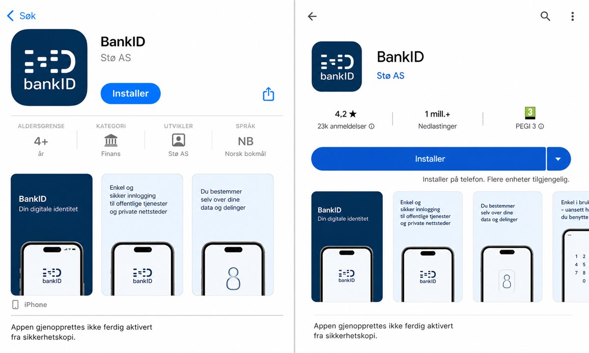 Last ned BankID-appen på ny mobil fra App Store eller Google Play