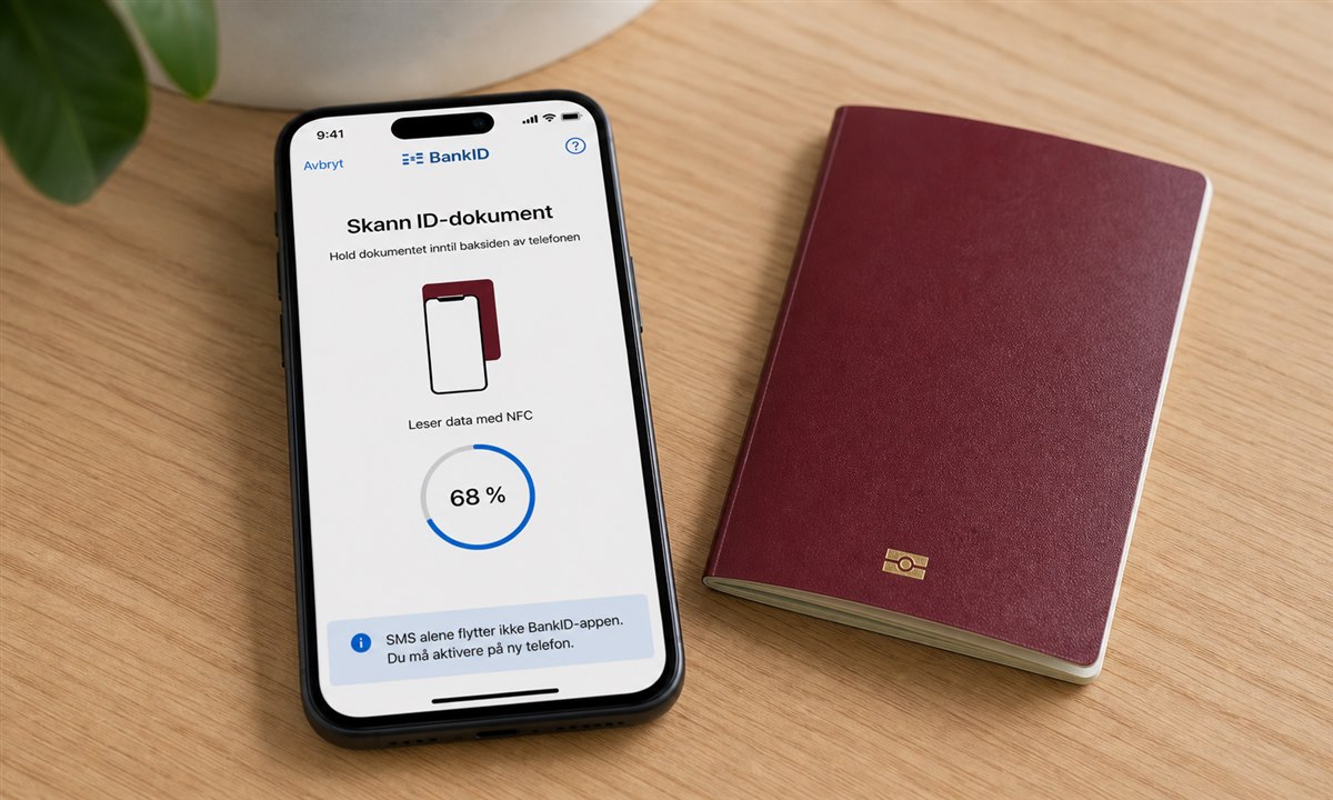 Skriv inn SMS-kode for å bekrefte BankID-overføring til ny mobil