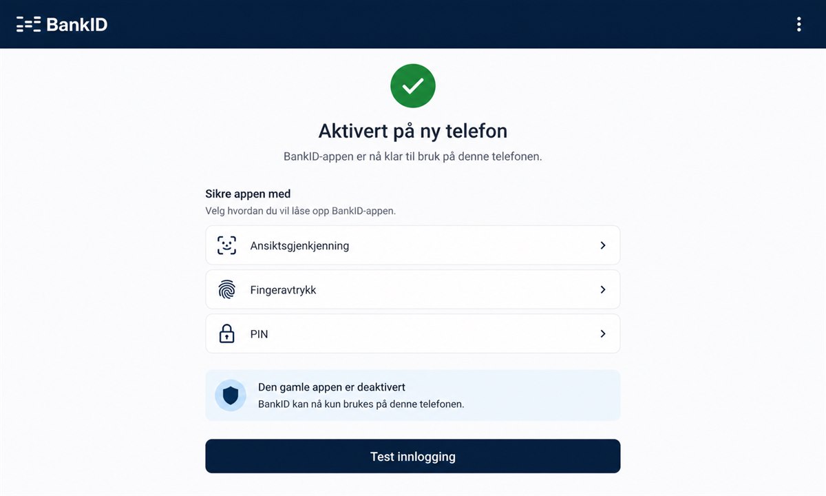 Sett opp PIN eller biometri etter å ha flyttet BankID til ny mobil