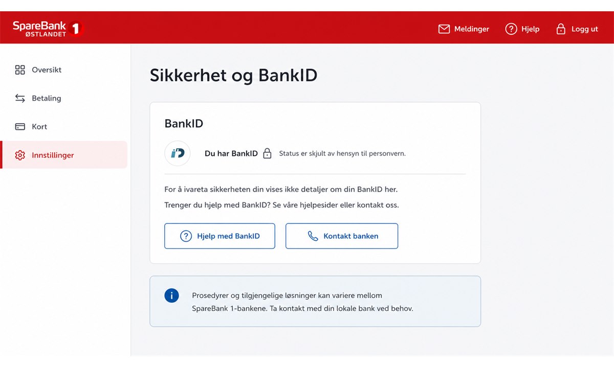 BankID-innstillinger i SpareBank 1 nettbank