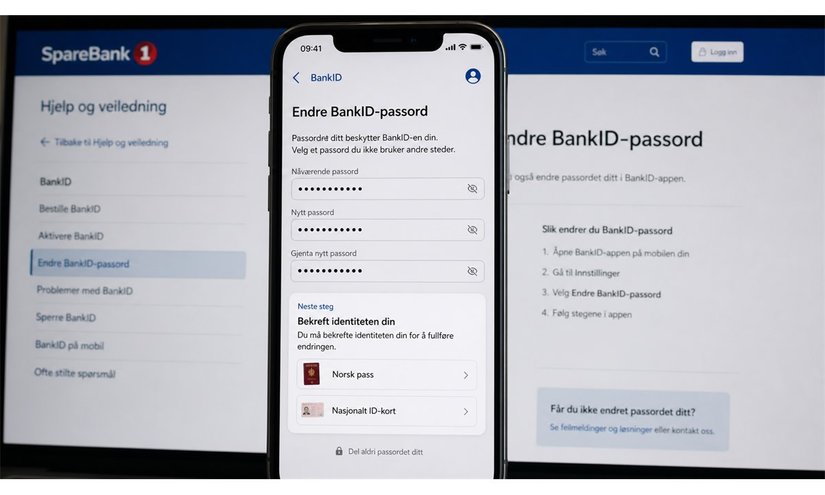 Velge nytt passord under BankID fornyelse i SpareBank 1