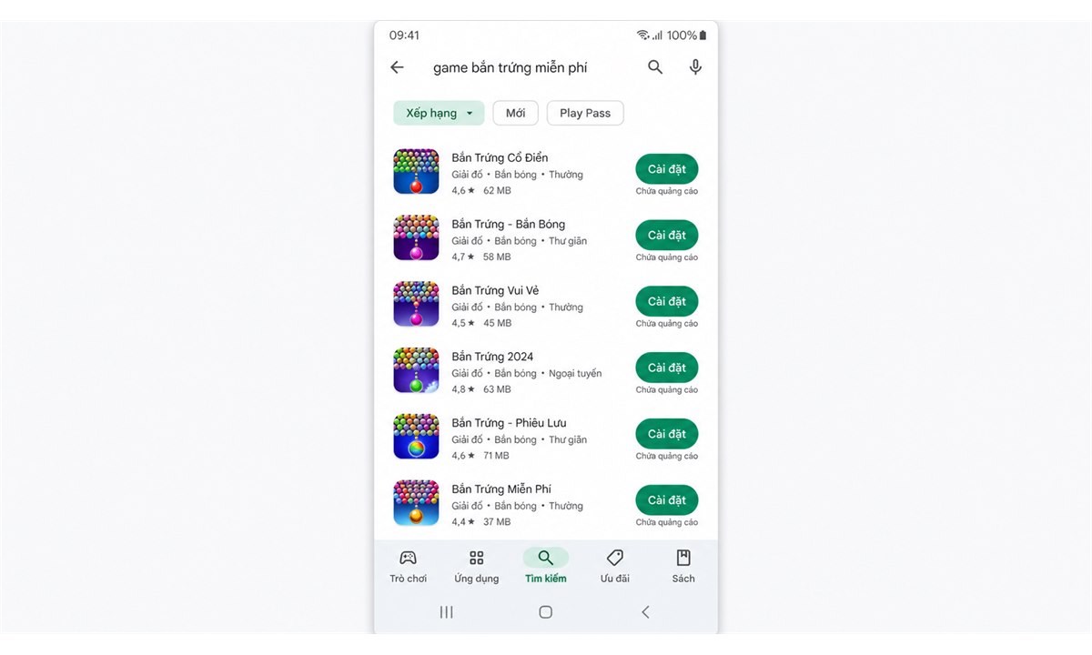 Tìm game bắn trứng trên Google Play Store Android