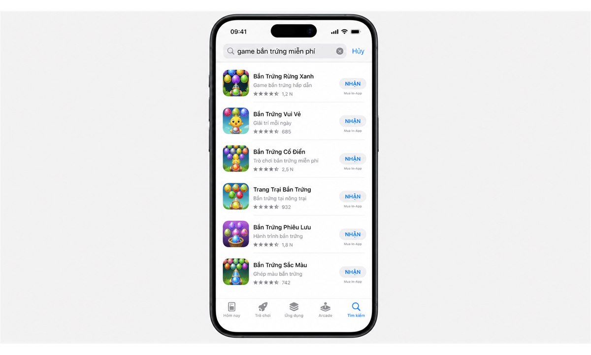 Tìm game bắn trứng miễn phí trên App Store iPhone