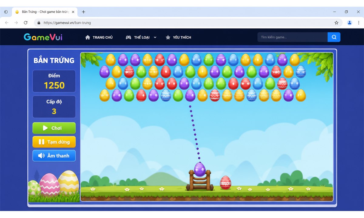 Chơi game bắn trứng trực tuyến trên trình duyệt máy tính
