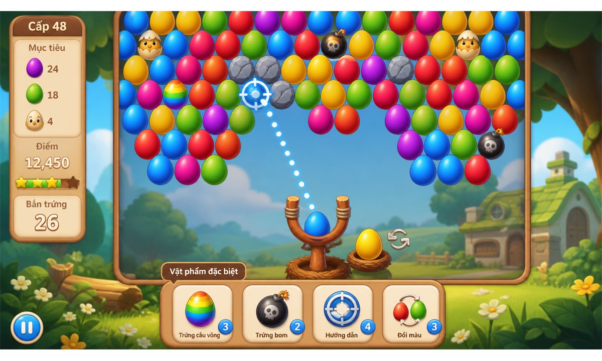 Vật phẩm đặc biệt và power-up trong game bắn trứng