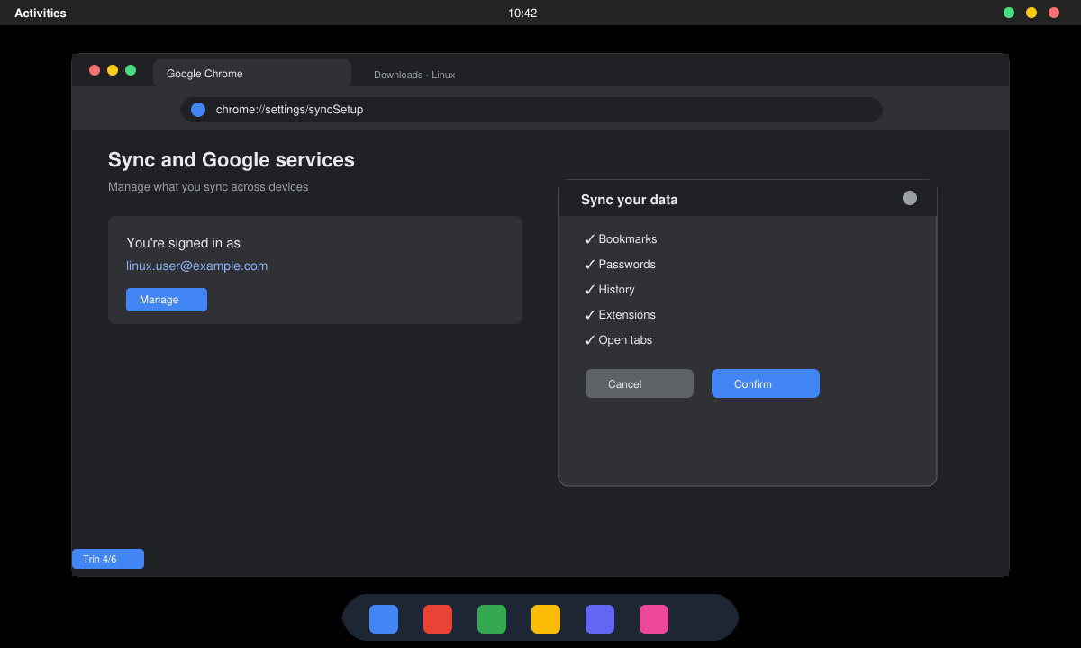 Skrivebord med åben Google Chrome-browser på Linux