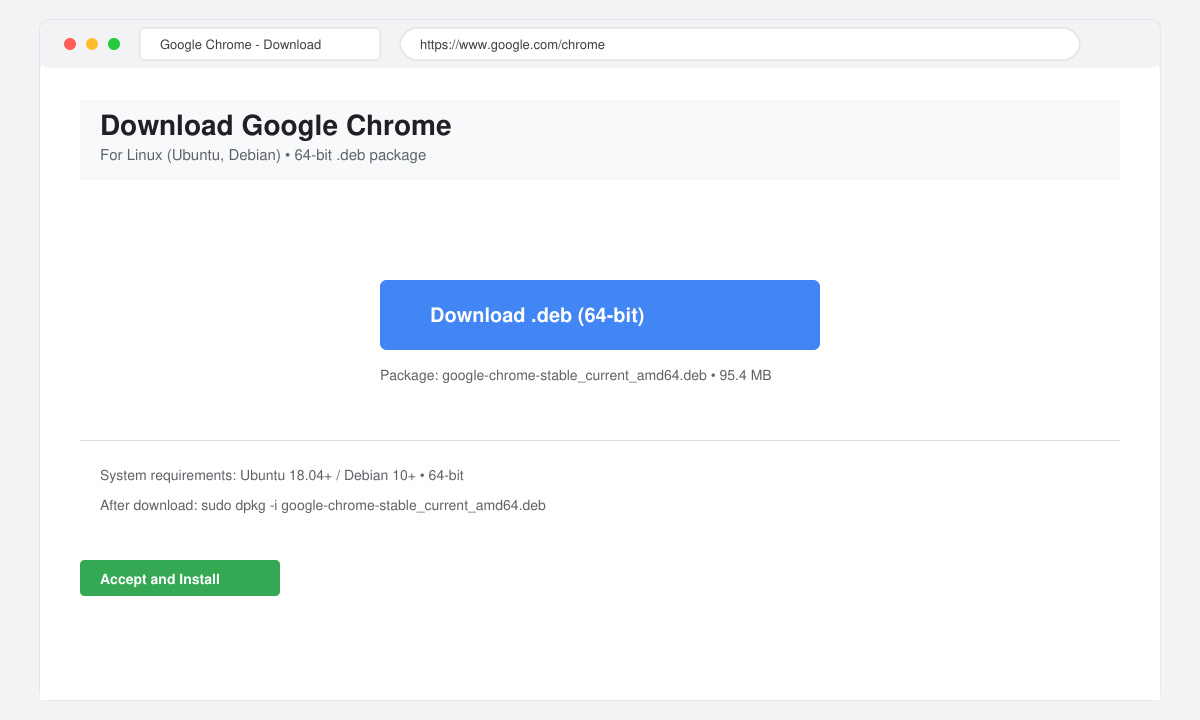 Download Google Chrome .deb fil til Ubuntu