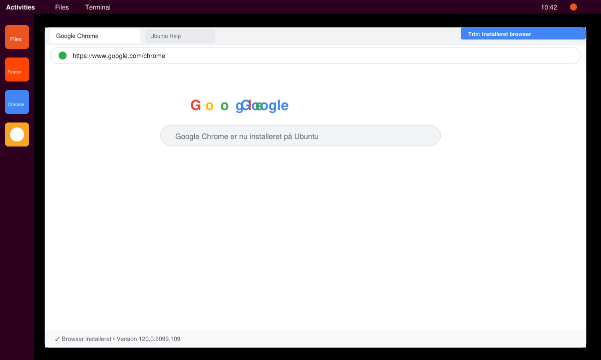 Google Chrome kører på Ubuntu desktop