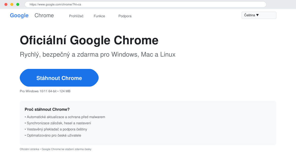 Google Chrome ke stažení zdarma česky