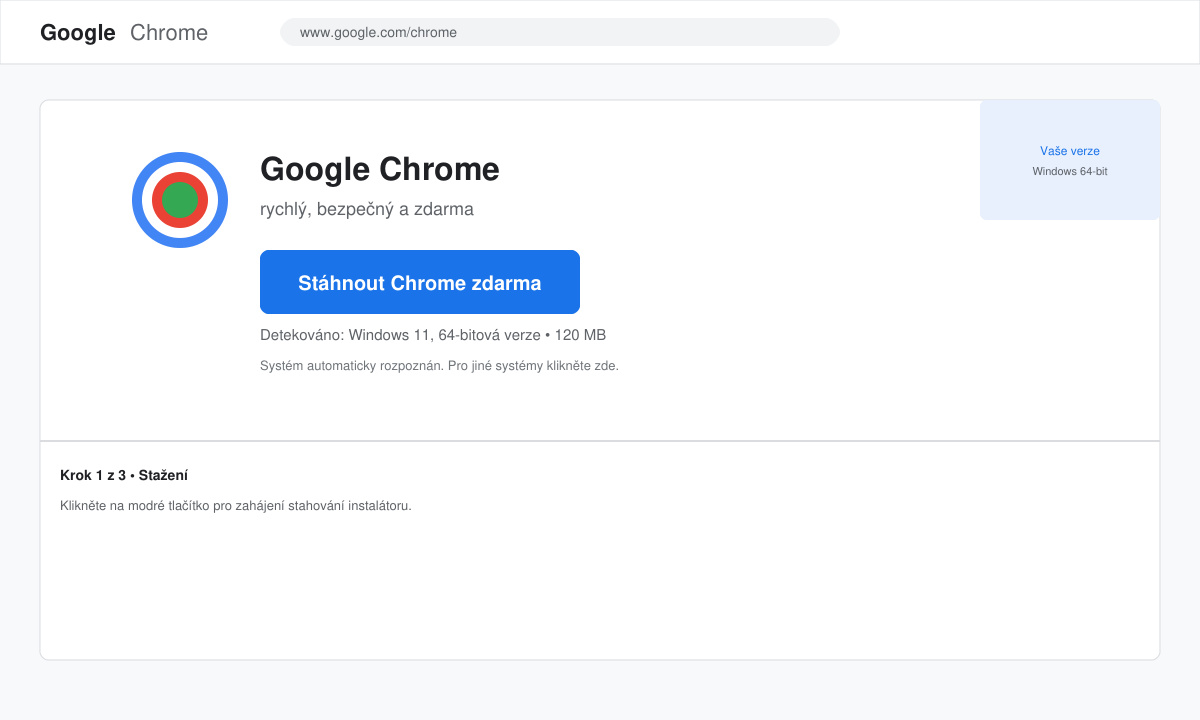 Screenshot of the Chrome download button on the official website