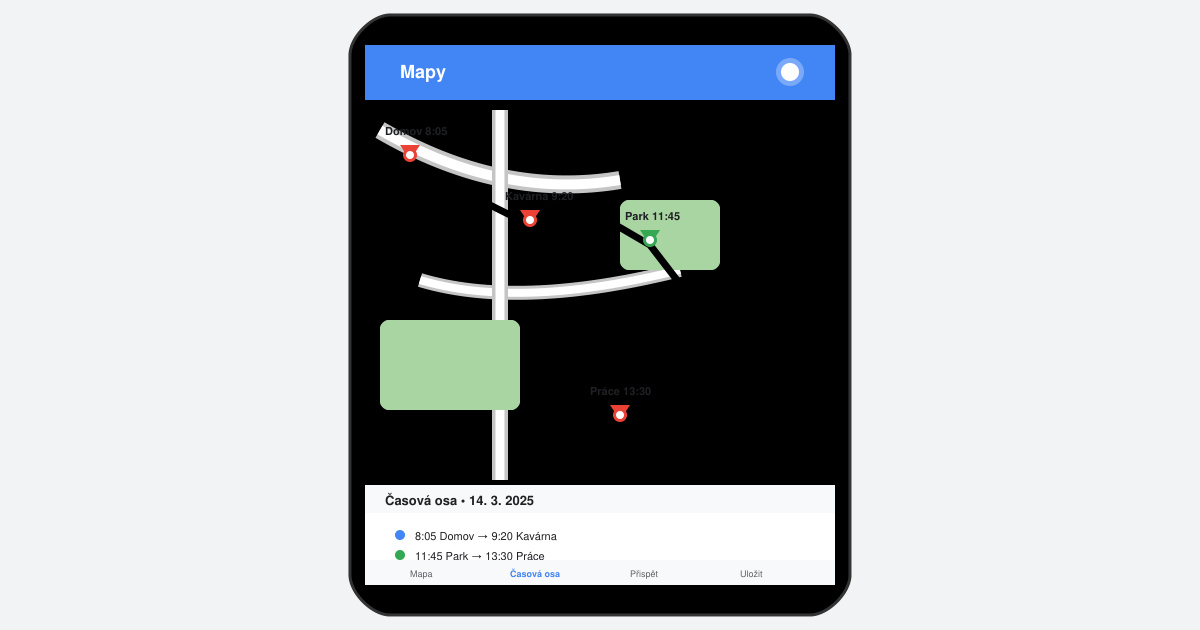 Google maps časová osa