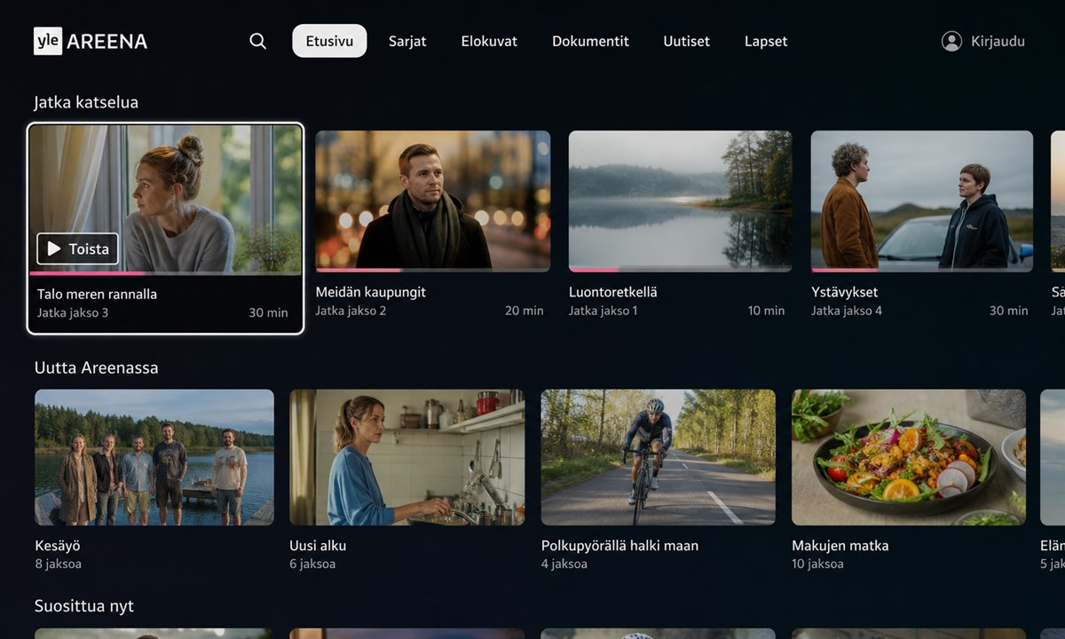 Yle Areena sisällönselaus Google TV:ssä