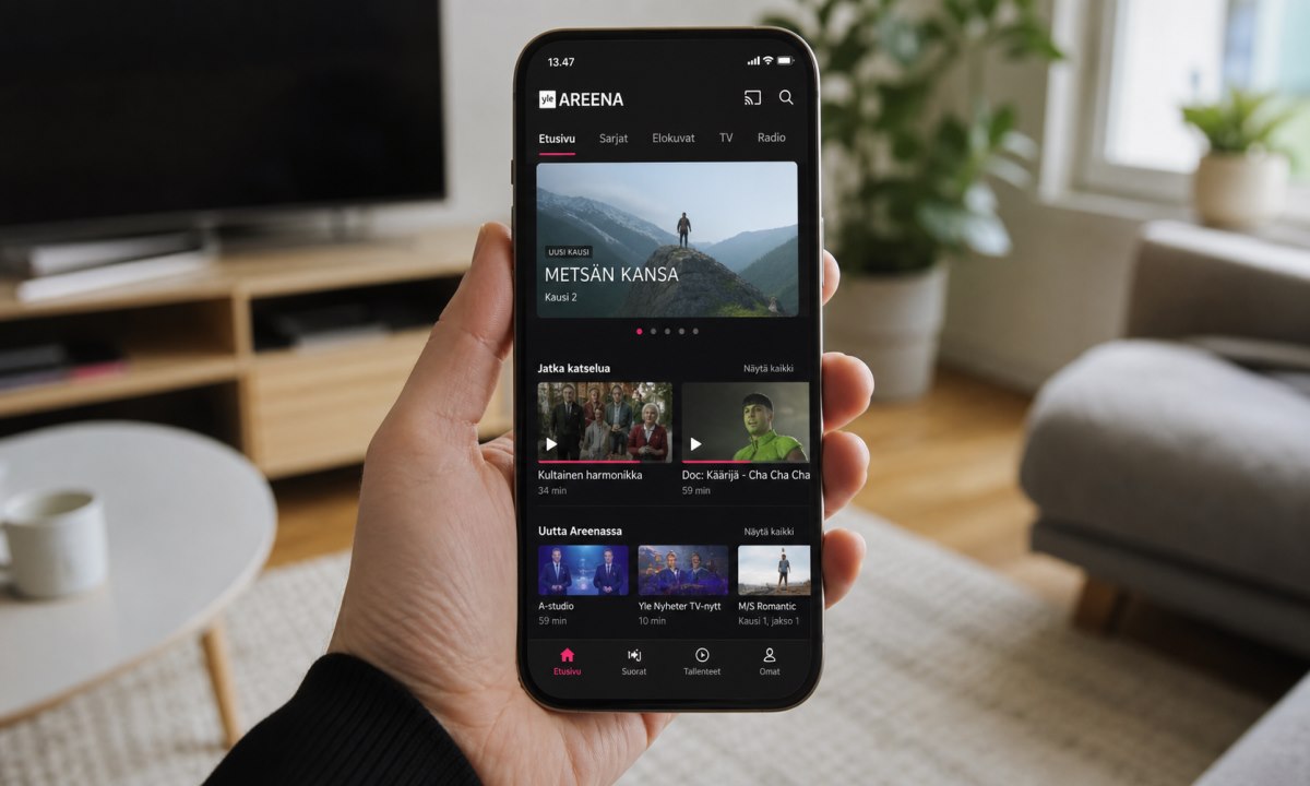 Yle Areena sovelluksen avaaminen mobiililaitteella