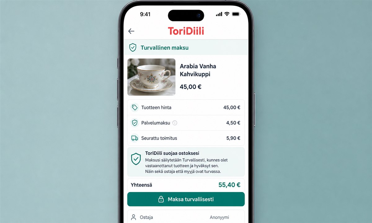 Turvallinen maksaminen Tori.fi Maksa -palvelulla
