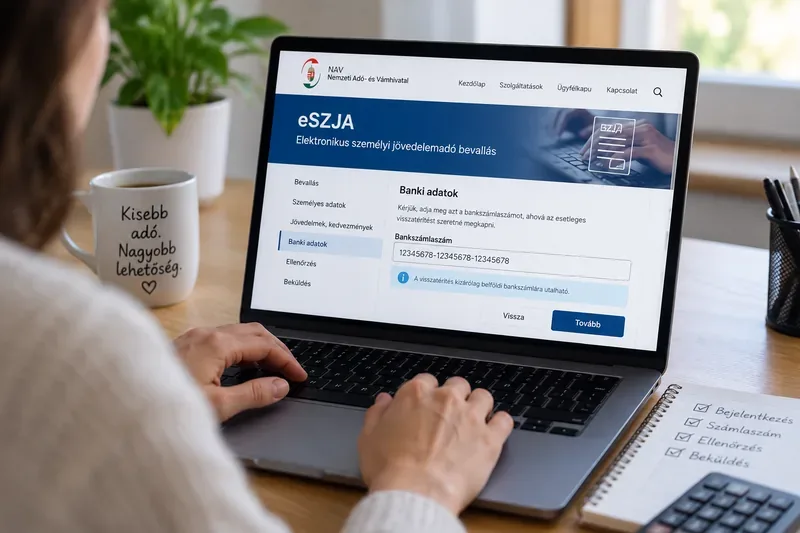 Hogyan add meg a bankszámlaszámodat az eSZJA-ban? Lépések, ellenőrzés és gyakori hibák