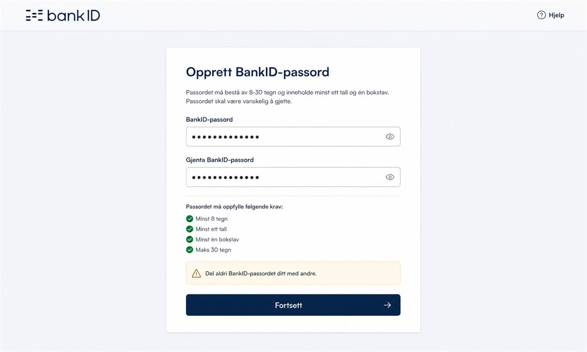 Opprett BankID-passord under aktivering