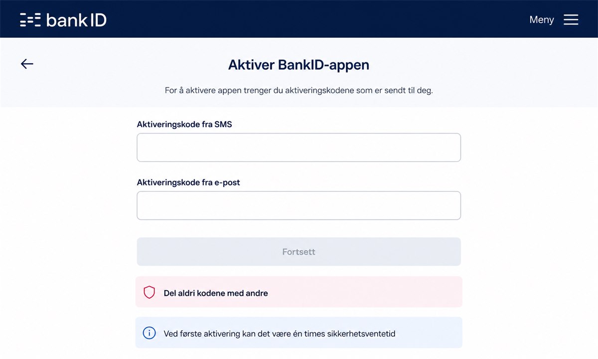 Aktiver BankID-appen på mobilen med aktiveringskode