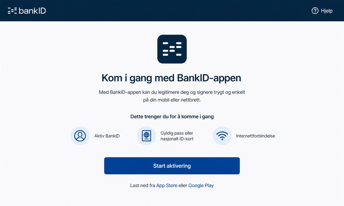 Logg inn i nettbanken for å starte aktivering av bank ID på mobil