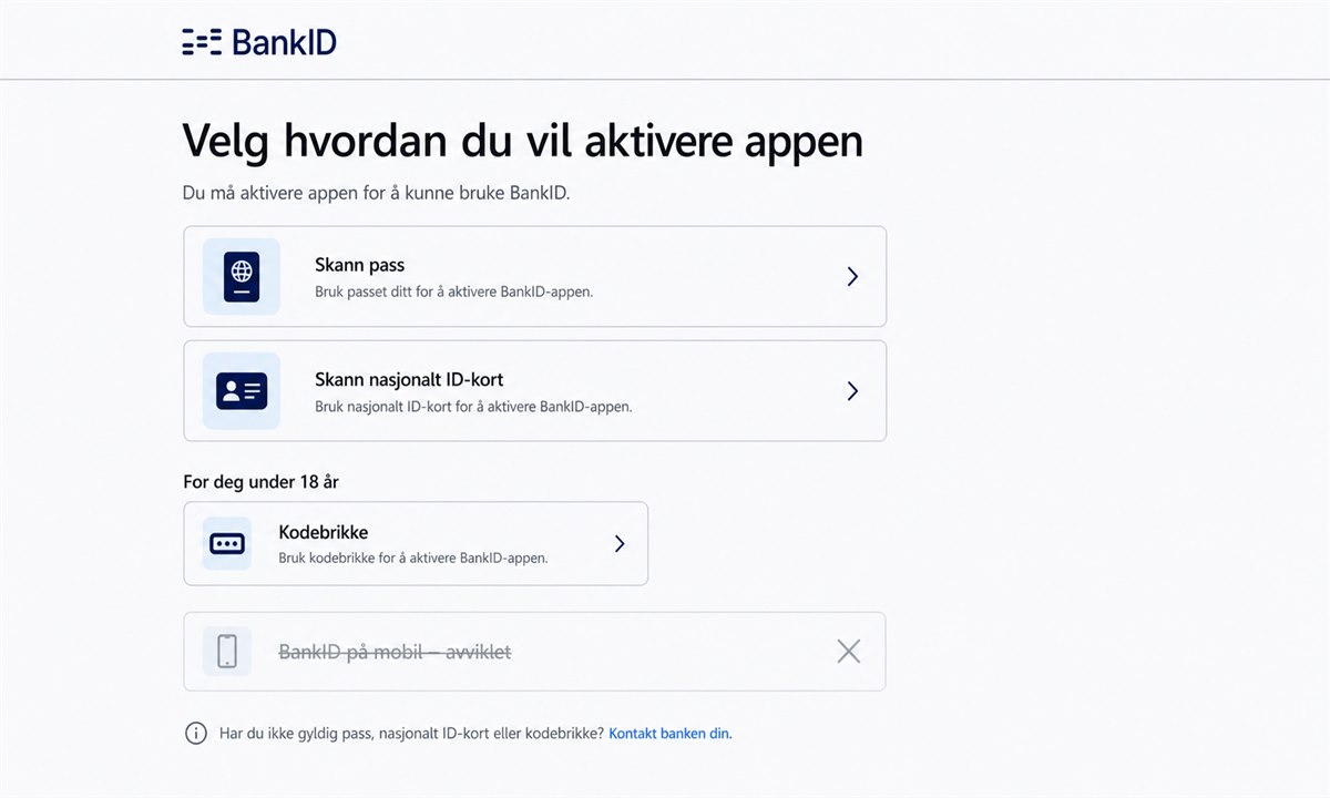 Naviger til BankID-innstillinger i nettbanken